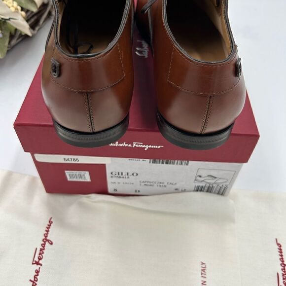 Men, Salvatore, Ferragamo, cap leather Oxford, size 8, made in Italy main image 4
